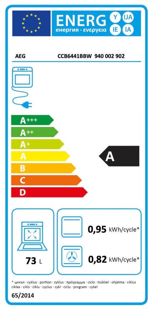 AEG Fornuis vitrokeramische kookplaat CCB 6441 BBW