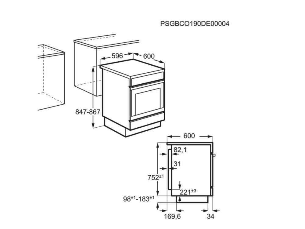 AEG Fornuis vitrokeramische kookplaat CCB 6443 BBM