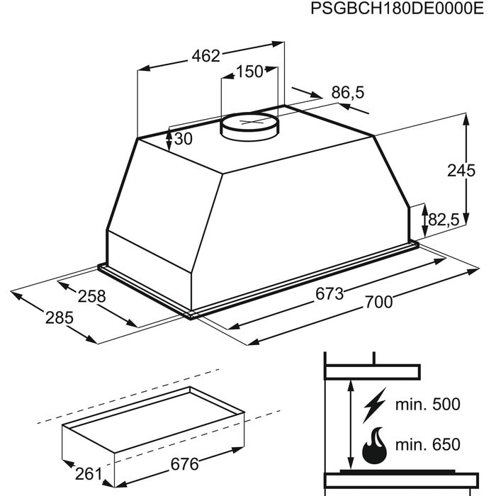 AEG Dampkap inbouwgroep DGB 3850 M