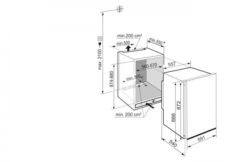 Liebherr  inbouw koelkast 88 cm hoog DRE 390122