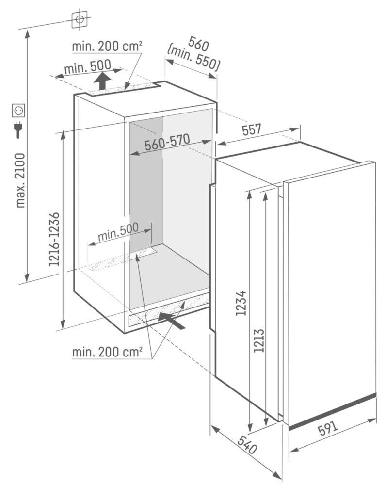 Liebherr Koelkast inbouw 122 cm hoog DRE 410122