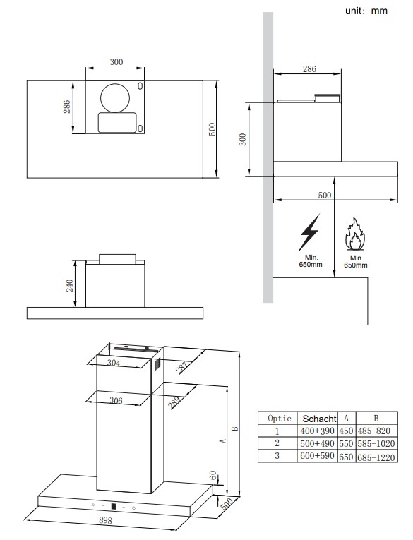 Frilec Dampkap wand/schouw DRESDEN 999 FKH