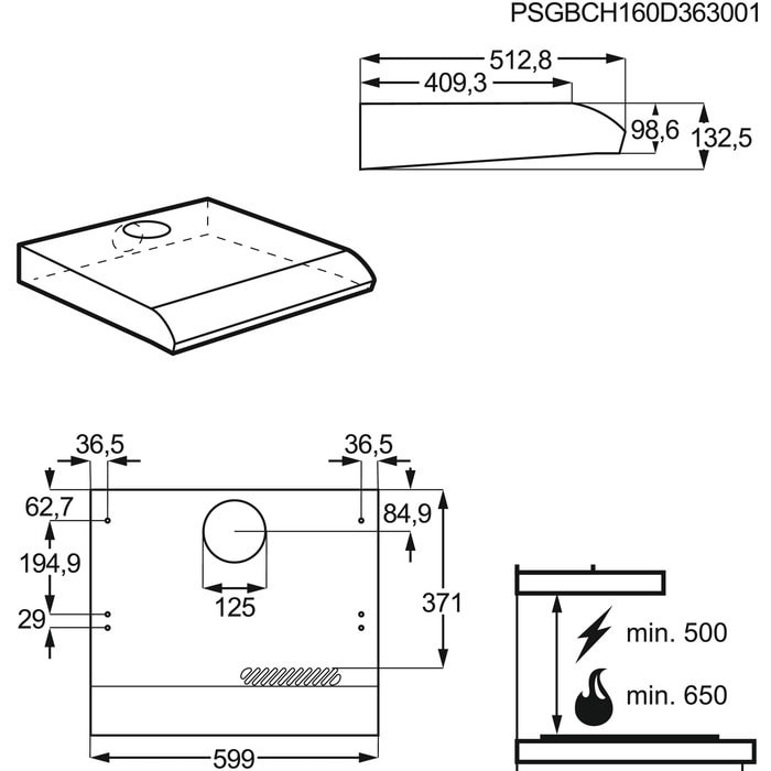 AEG Dampkap onderbouw DUB 2610 W