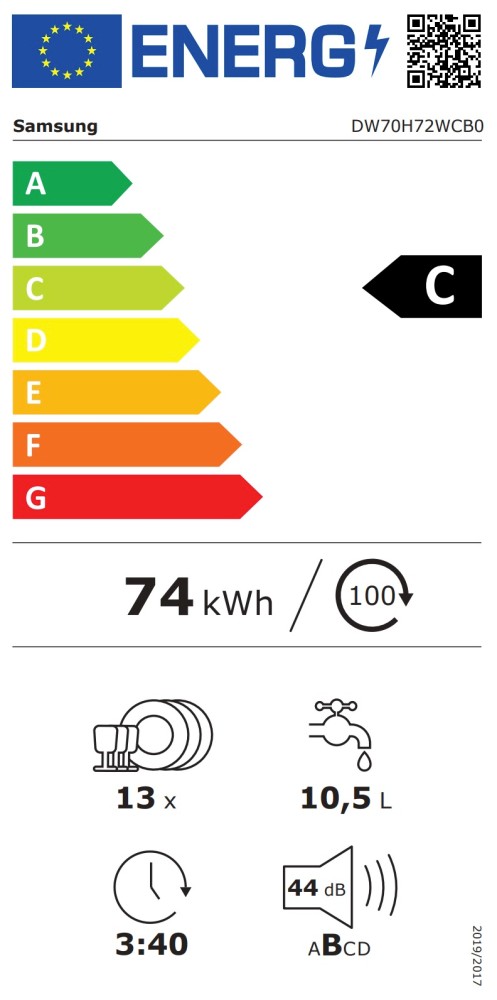 Samsung Vaatwasser volledig integreerbaar 60cm DW 70H72WCB 0