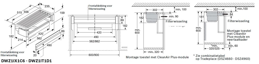 Bosch Dampkap toebehoren DWZ 1IX1C 6