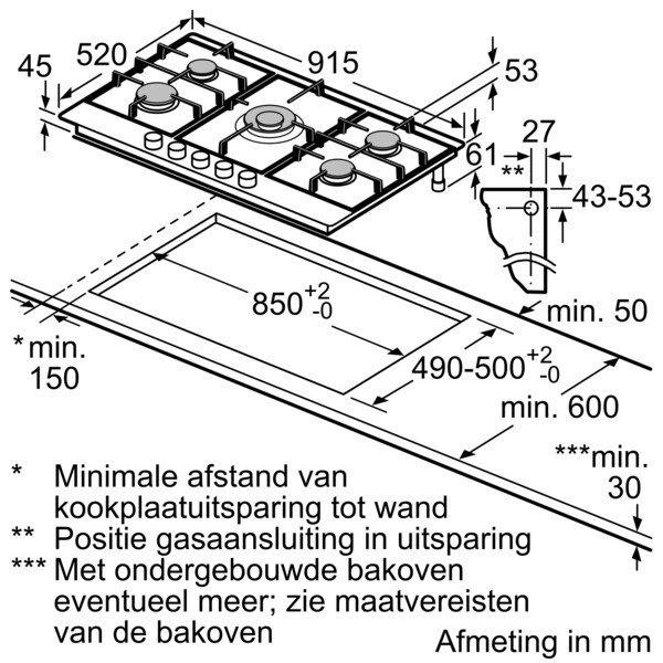 Siemens Kookplaat  gas EC 9A5RI 90