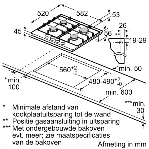 Siemens Kookplaat  gas EG 6B5PK 90