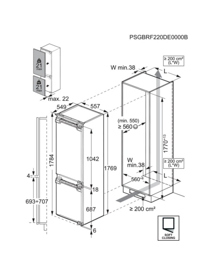 AEG Koelvriescombinaties inbouw EK 9B18 C