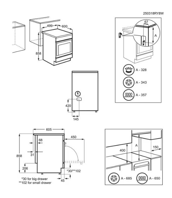 Electrolux/ gamma by AEG Fornuis vitrokeramische kookplaat EKR 524200 K
