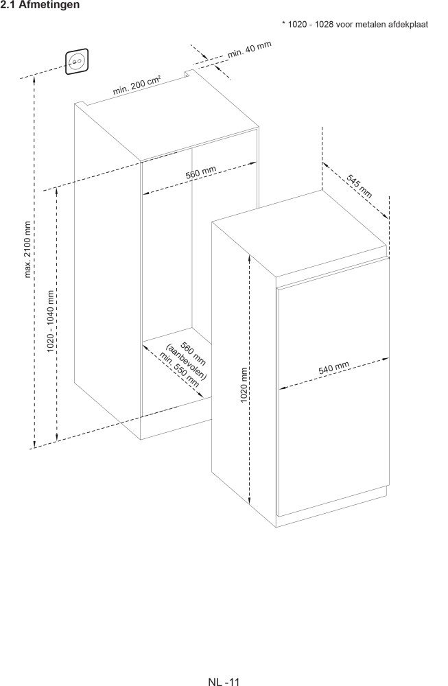 Exquisit Koelkast inbouw 102 cm hoog EKS 180-4-060 E
