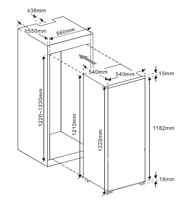 Exquisit Koelkast inbouw 122 cm hoog EKS 201-4-E-040 E