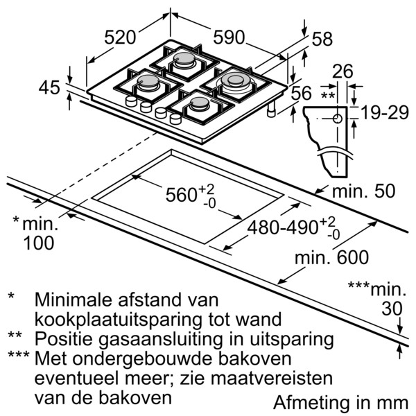 Siemens Kookplaat  gas EN 6B6HK 40