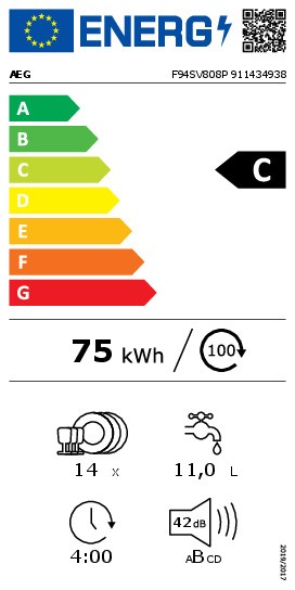 AEG Vaatwasser volledig integreerbaar 60cm F 94SV808 P