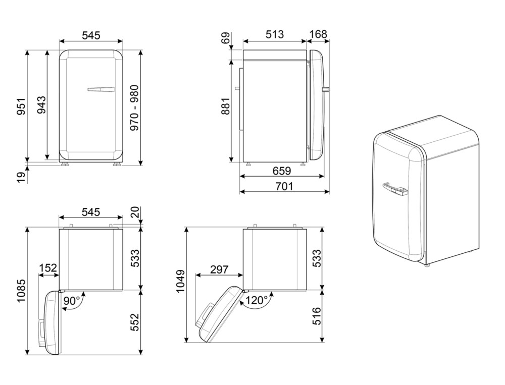 Smeg Koelkast FAB 10HLBL 6