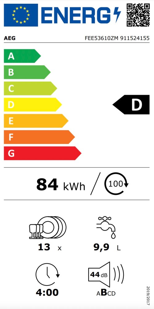 AEG Vaatwasser integre. 60cm frontbediening FEE 53610 ZM*