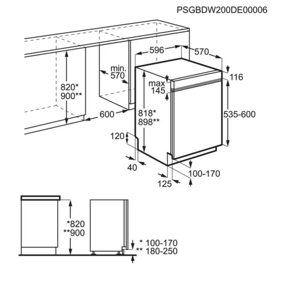AEG Vaatwasser integre. 60cm frontbediening FEE 53610 ZM*