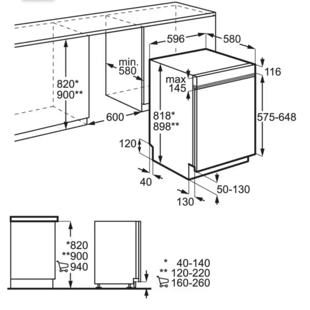 AEG Vaatwasser integre. 60cm frontbediening FEE 7671 APM