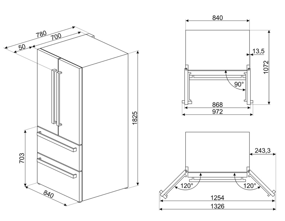 Smeg Side/Side + 3 en 4 deurs FQ 55 FNDE