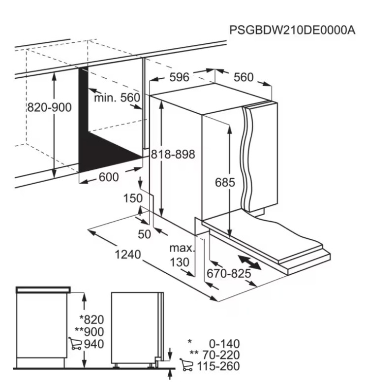 AEG Vaatwasser volledig integreerbaar 60cm FSE 76737 P*