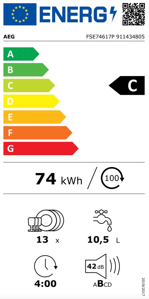 AEG Vaatwasser volledig integreerbaar 60cm FSE 74617 P
