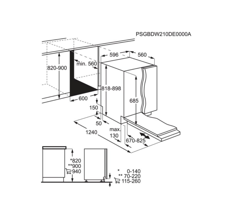 AEG Vaatwasser volledig integreerbaar 60cm FSE 75607 P