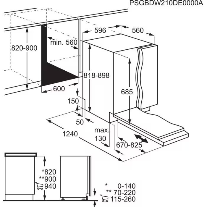 AEG Vaatwasser volledig integreerbaar 60cm FSE 7674 XP