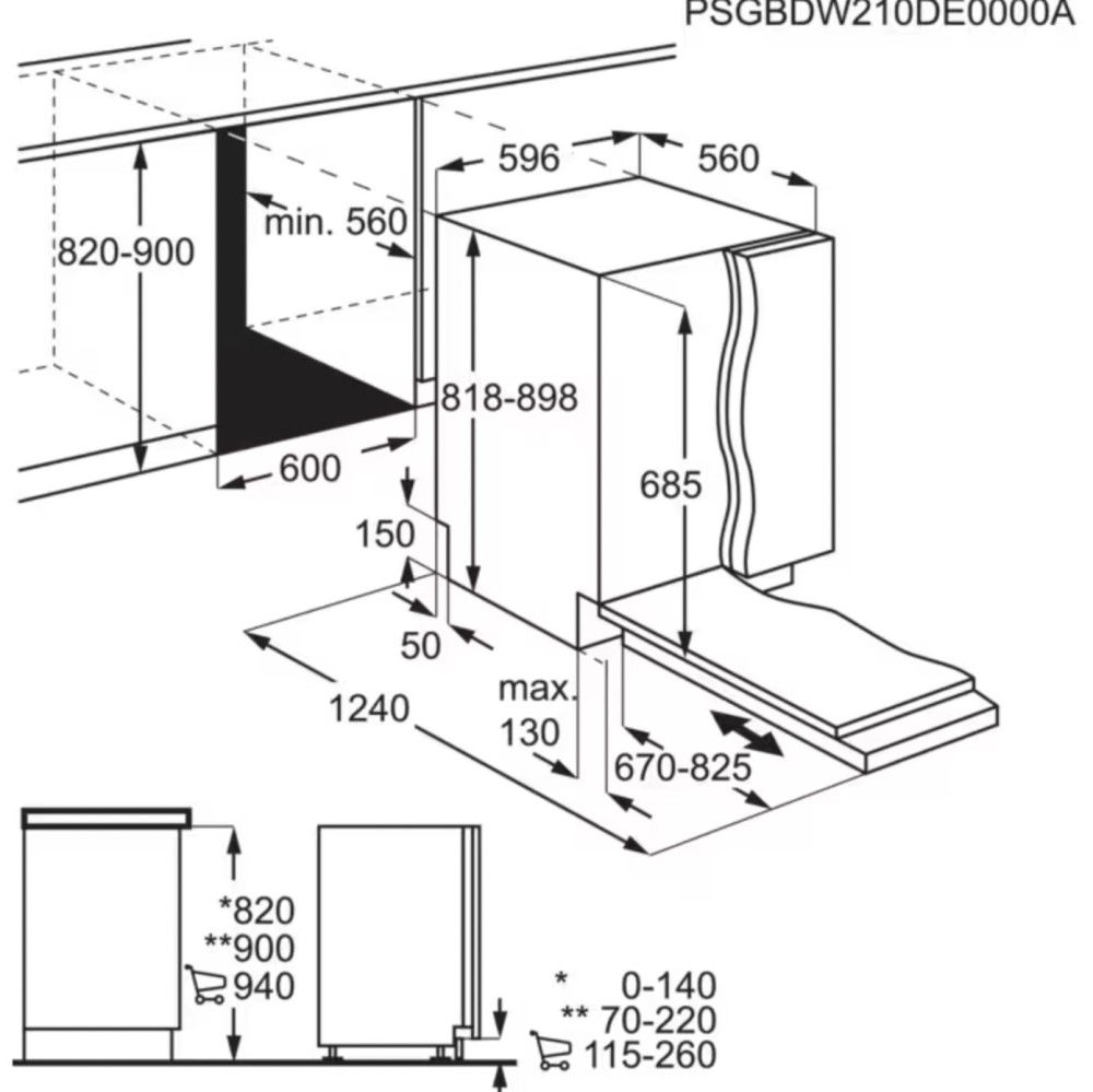 AEG Vaatwasser volledig integreerbaar 60cm F 94SV808 P