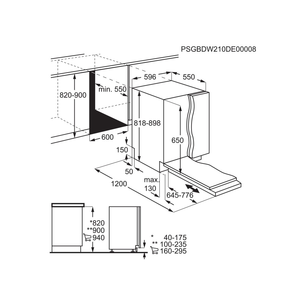 AEG Vaatwasser volledig integreerbaar 60cm FSK 64907 Z*