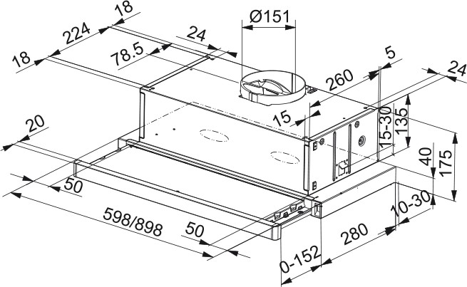 Franke Dampkap telescopisch FTC 612 XS