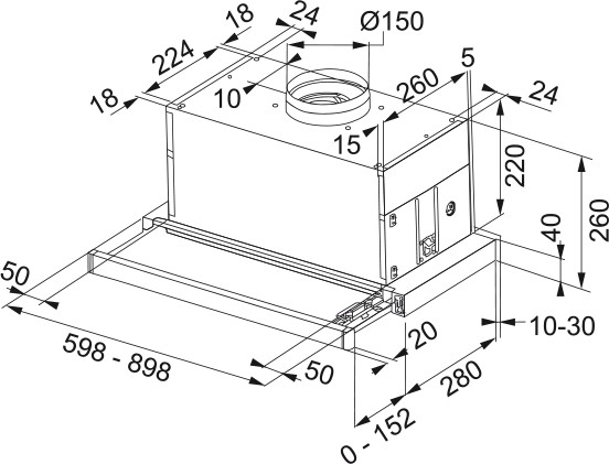 Franke Dampkap telescopisch FTC 626 L