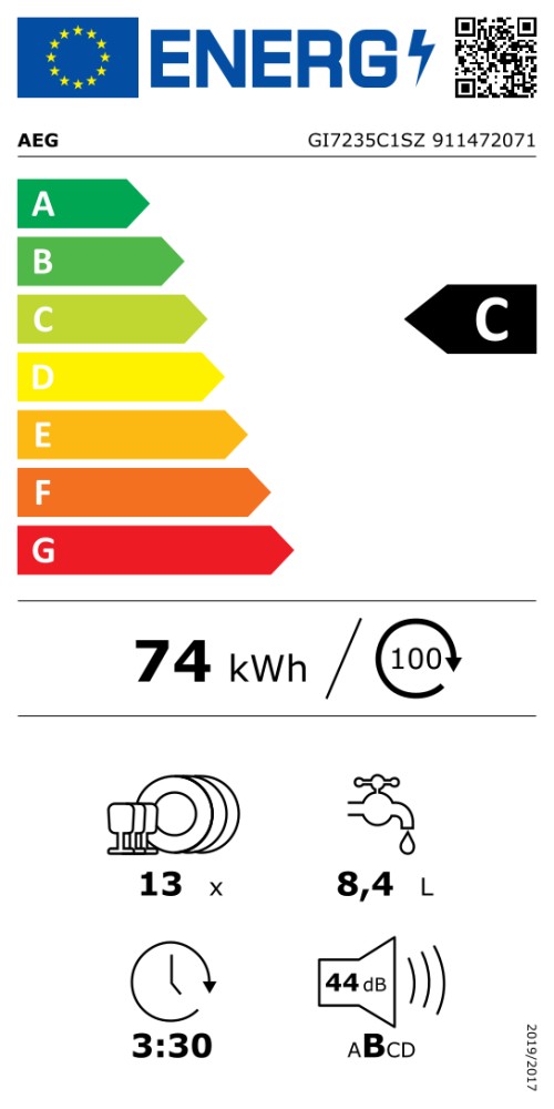 AEG Vaatwasser volledig integreerbaar 60cm GI 7235C1 SZ