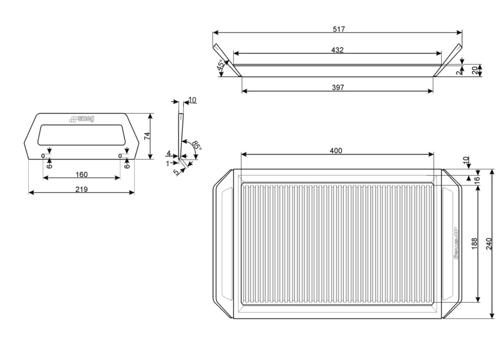 Smeg Kookplaat toebehoren GRIDDLE