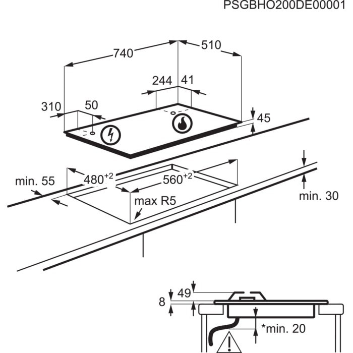 AEG Kookplaat gas HKB 75820 NB