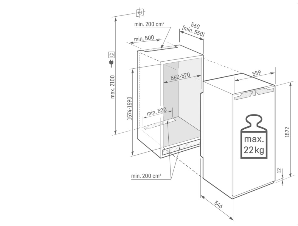 Liebherr Koelkast inbouw 150-159cm hoog IRBDI 485122