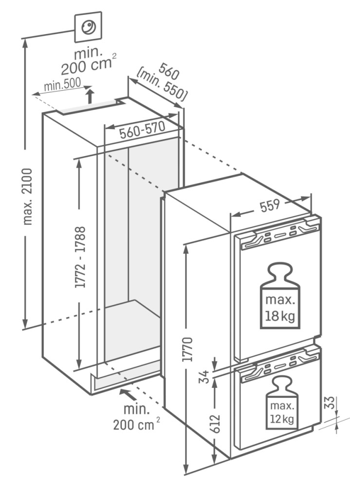 Liebherr Koelkast inbouw 176-179cm hoog IRCE 512122