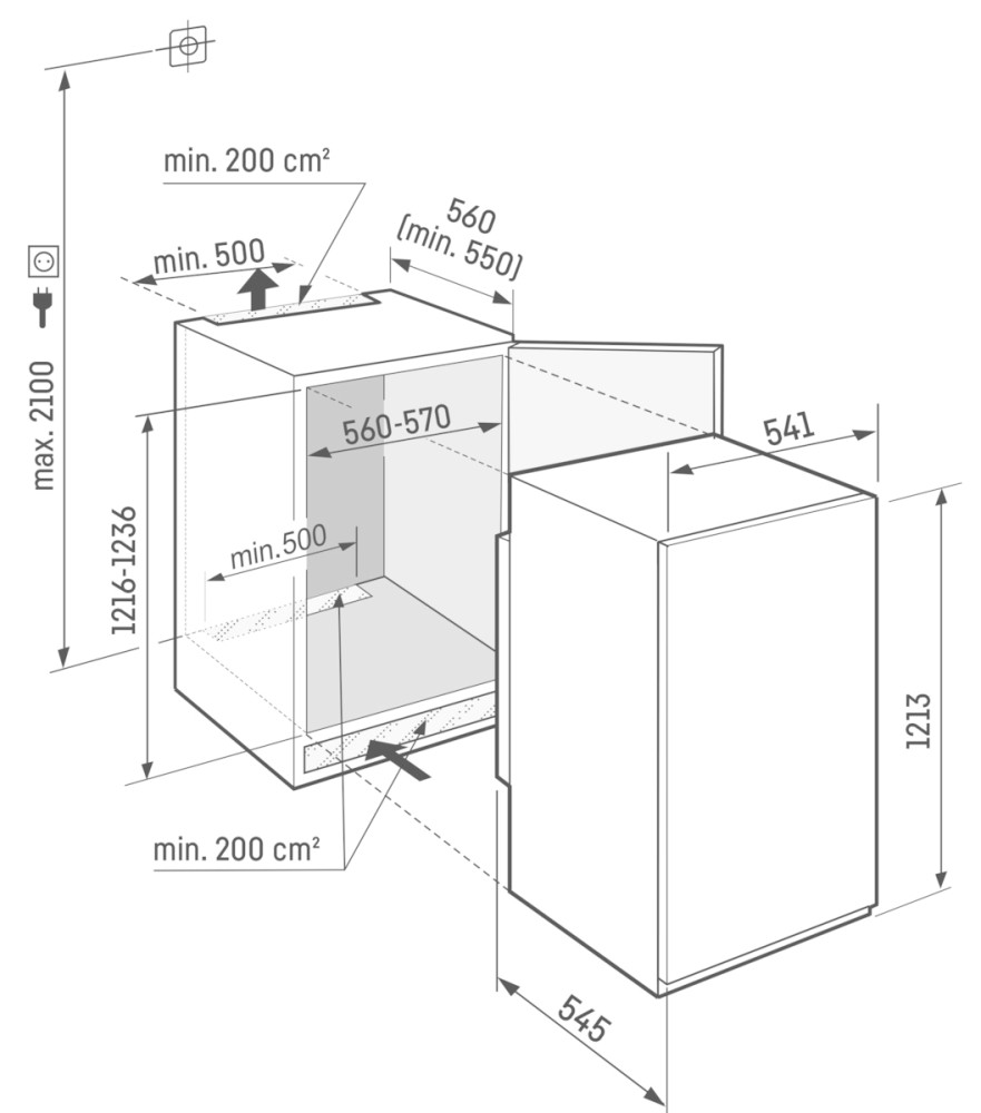 Liebherr Koelkast inbouw 122 cm hoog IRSE 410022