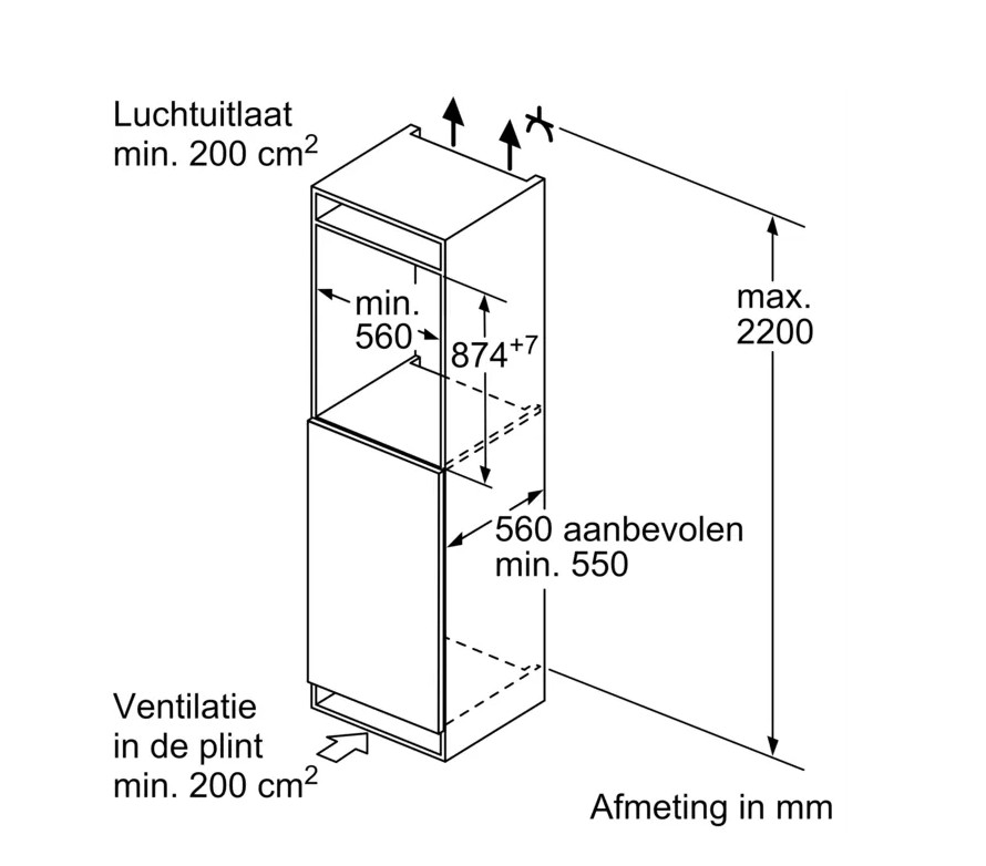 Siemens inbouw koelkast 88 cm hoog KI 21R2FE 1