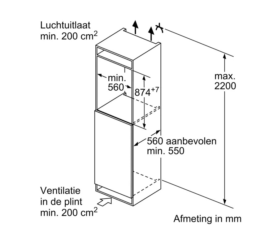Siemens inbouw koelkast 88 cm hoog KI 22LNSE 0