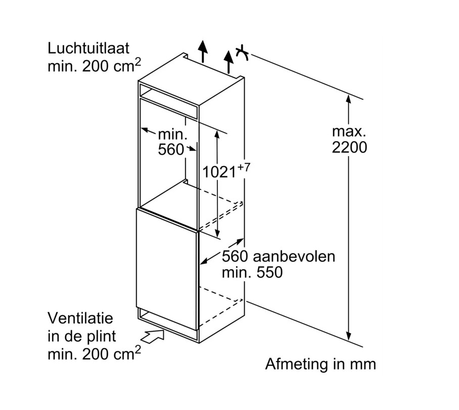 Siemens Koelkast inbouw 102 cm hoog KI 31RVFE 0