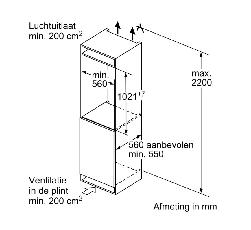 Siemens Koelkast inbouw 102 cm hoog KI 32LNSE 0