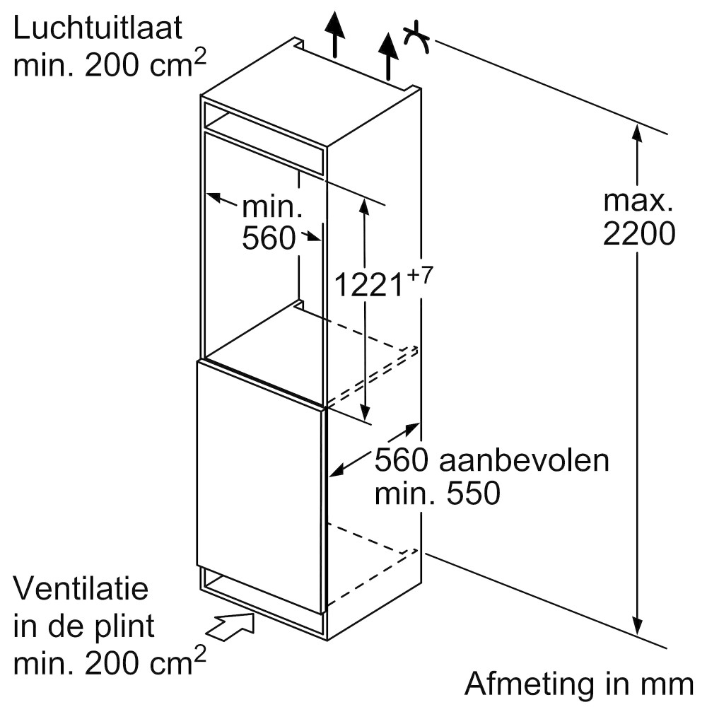 Siemens Koelkast inbouw 122 cm hoog KI 41RNSE 0