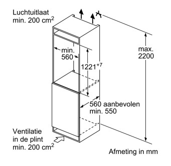 Siemens Koelkast inbouw 122 cm hoog KI 41RVFE 0