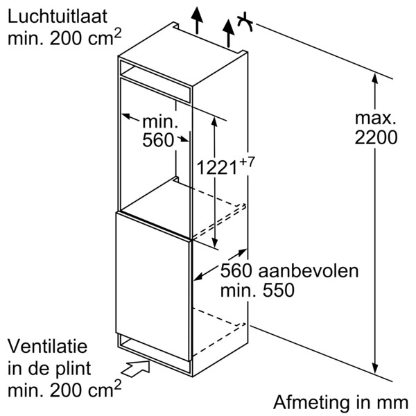 Siemens Koelkast inbouw 122 cm hoog KI 42LNSE 0