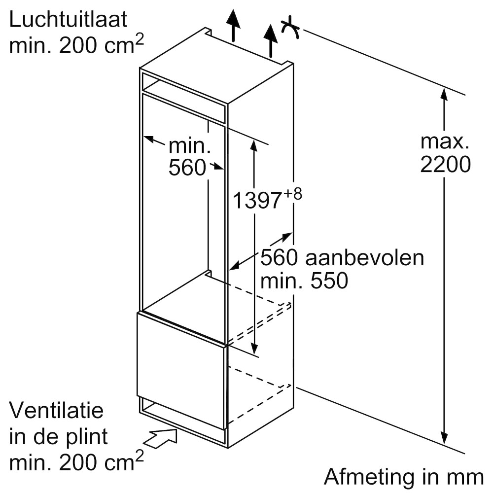 Siemens Koelkast inbouw 140-149cm hoog KI 51FADE 0