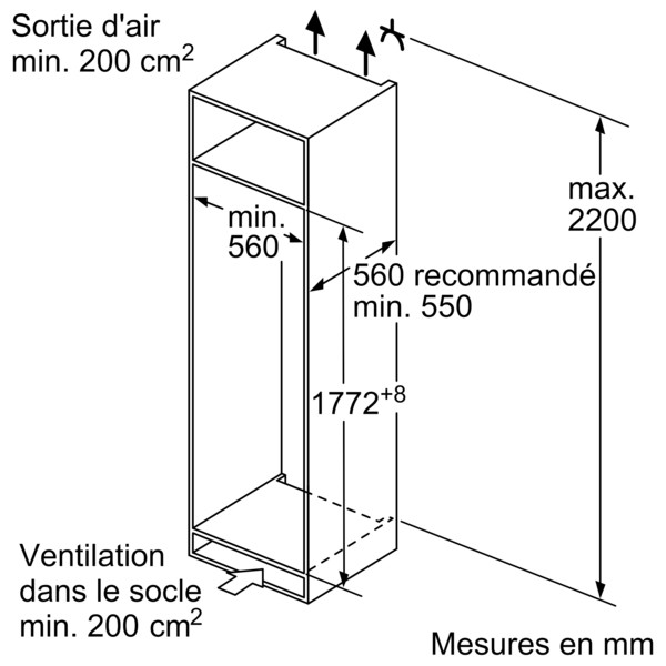 Siemens Koelkast inbouw 176-179cm hoog KI 81RVFE 0