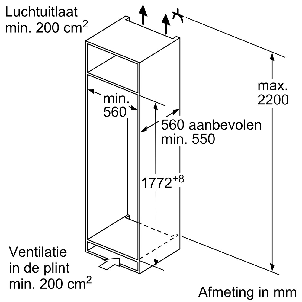 Bosch Koelkast inbouw 176-179cm hoog KIR 81NSE 0