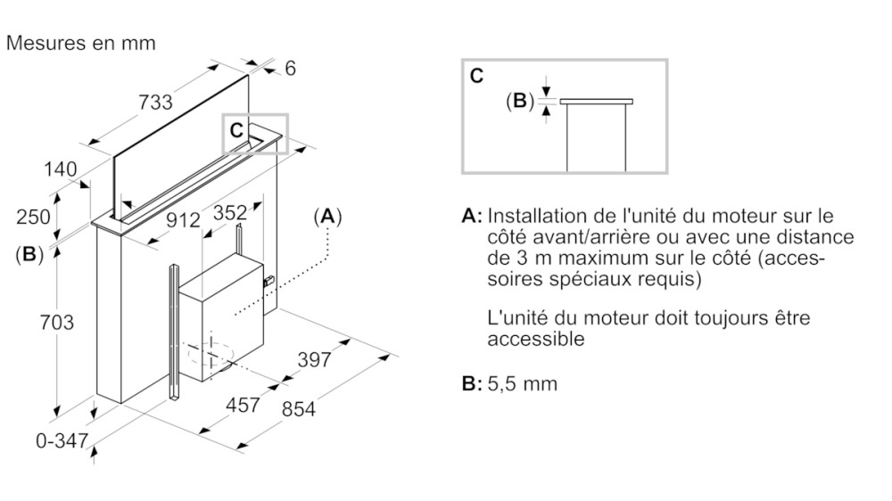 Siemens Dampkap in het werkblad LD 98WMM 60