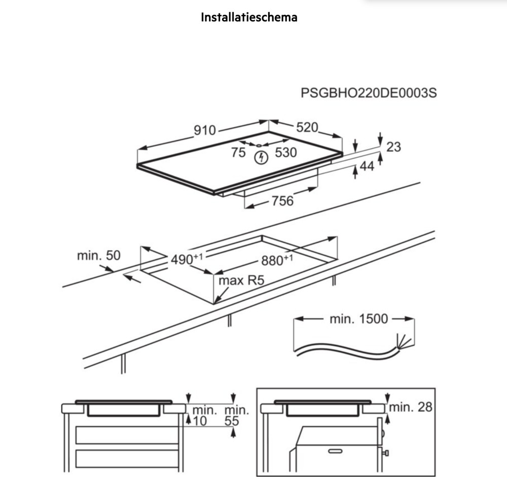 AEG Kookplaat inductie NIK 95N08 FB