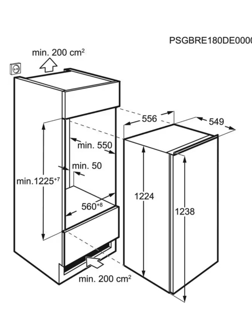 AEG Koelkast inbouw 122 cm hoog NSF 5O122 DC