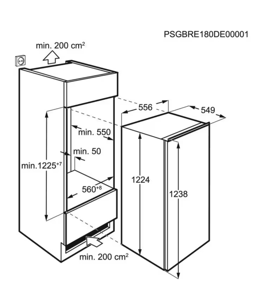 AEG Koelkast inbouw 122 cm hoog NSK 5O122 DC